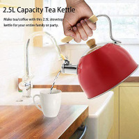 Kaisa Villa 2.5 Litre Stovetop Teapot Stainless Steel Whistling Tea Kettle, Red