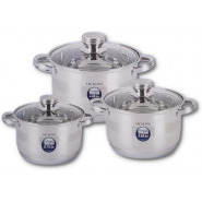 6 Pieces Of Heavy Stainless Steel Saucepans Cookware, Silver Cooking Pans