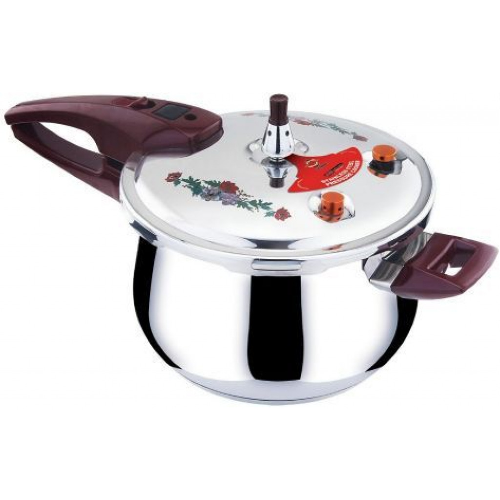 Tefal 5 Litres Stainless Steel Pressure Cooker With Steamer - Silver