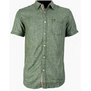 White Label Single Pocket Short Sleeve Shirt – Dark Green Men's Casual Button-Down Shirts