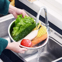 3 In1 Colander Basin, Grater Strainer & Rice Drain Basket Salad mixing Bowl, Silver