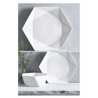 12 Pieces Of Hexagonal Plates & Side Plates Dinnerware - White