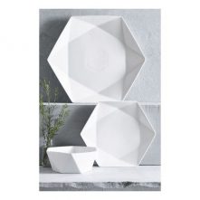 12 Pieces Of Hexagonal Plates & Side Plates Dinnerware - White