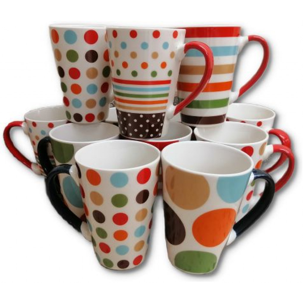 12 Pieces Of Printed Coffee Tea Cups Mugs- MultiColours Teacups TilyExpress 4