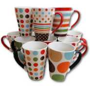 12 Pieces Of Printed Coffee Tea Cups Mugs- MultiColours