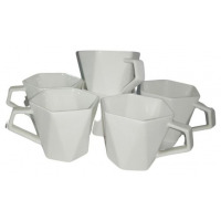 6 Pieces of Hexagonal Tea Coffee Mugs Cups-White