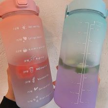 2L Time Marked Fitness Jug Outdoor Frosted Water Bottle, Color May Vary Water Bottles