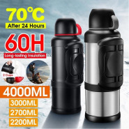 4L Stainless Steel Thermos Bottle Travel Water Kettle Vacuum Flask, Silver Vacuum Flask