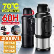 4L Stainless Steel Thermos Bottle Travel Water Kettle Vacuum Flask, Silver