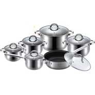 12 Piece Of Stainless Steel Cookware Pots And Frying pan Saucepans, Silver