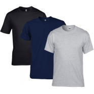 3 in 1 Pack of Men’s Cotton T-shirts – Grey, Navy Blue, Black Men's Polos
