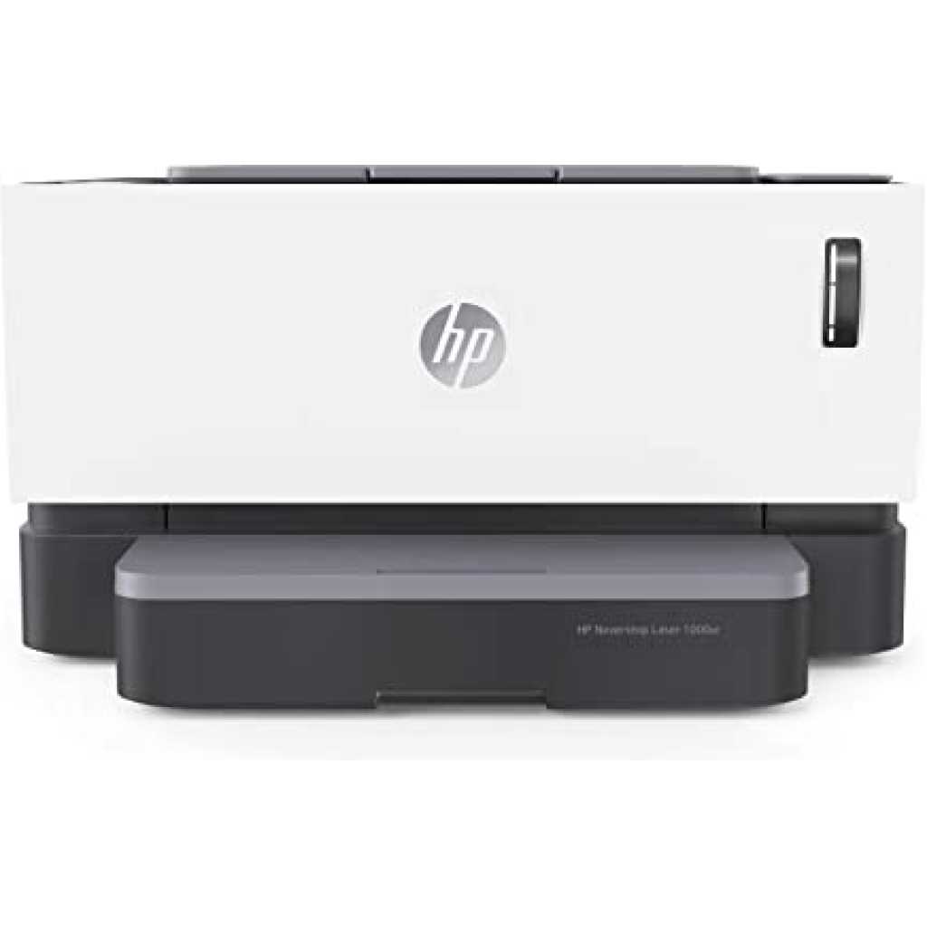 HP Neverstop 1000w Printer, WiFi Enabled Monochrome Laser Printer, 80% Savings on Genuine Cartridge, Self Reloadable with 5X Inbox Yield, Smart Tasks with HP Smart App, Low Emission & Clean Air Quality - White