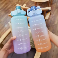 1.5L Time Marked Fitness Jug Outdoor Frosted Water Bottle, Multi-Colour