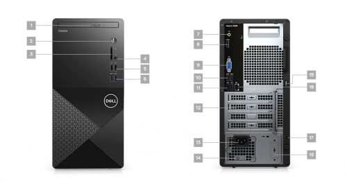 Dell Vostro 3888 i3 Desktop Computer (i3 10100, 4GB, 1TB) with 18.5-inch Monitor -Black