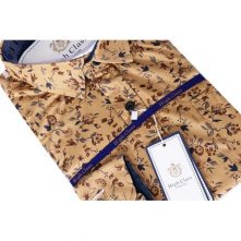 Floral Office And Casual Mens Long Sleeve Shirt – Brown Men's Casual Button-Down Shirts