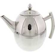 1Liter Egg Shaped Stainless Steel Teapot Kettle With Infuser Filter- Silver.