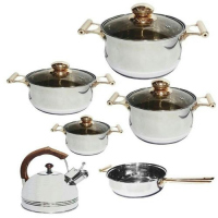 12 Pc Stainless Steel Pots And Frying pan Saucepans Cookware, Silver, Gold Cooking Pans TilyExpress 5