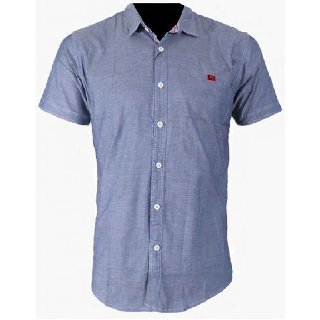 White Label Short Sleeve Shirt – Blue Men's Casual Button-Down Shirts TilyExpress