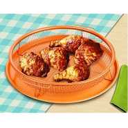 2-Pc Round Nonstick Oven Air Fryer Crisp Baking Pan/Tray & Mesh Basket, Copper