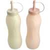 2 Pcs Plastic Squeeze Dispenser Vinegar Oil Tomato Sauce Bottles - Multi-colour