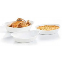 Luminarc 3 Piece Smart Cuisine Oval Oven Baking Dish Set, White