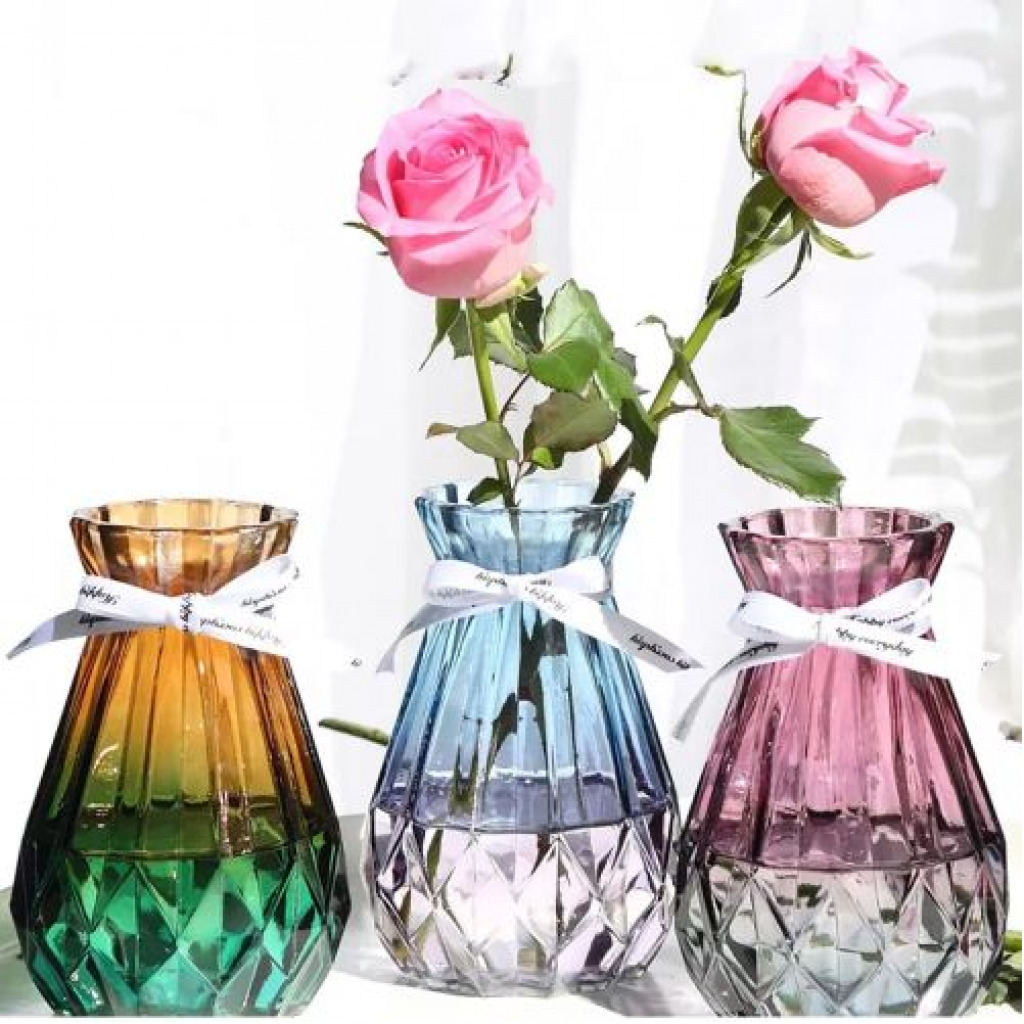 Transparent Glass Flower Vase Living Dining Room Decoration, Color May Vary Vases TilyExpress 4