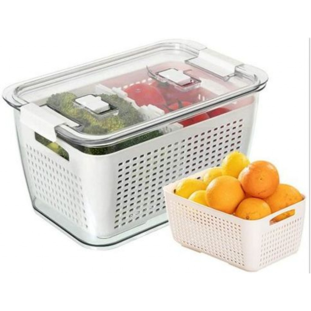 4.5L Refrigerator Organizer Bin Storage Container For Fruits Vegetables, White Food Savers & Storage Containers TilyExpress