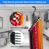 Tie Rack Belt Hanger Holder Hook for Closet Organizer Storage, Black