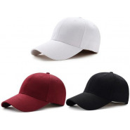 Pack of 3 Adjustable Caps – Maroon, Black, White Men's Hats & Caps TilyExpress 2