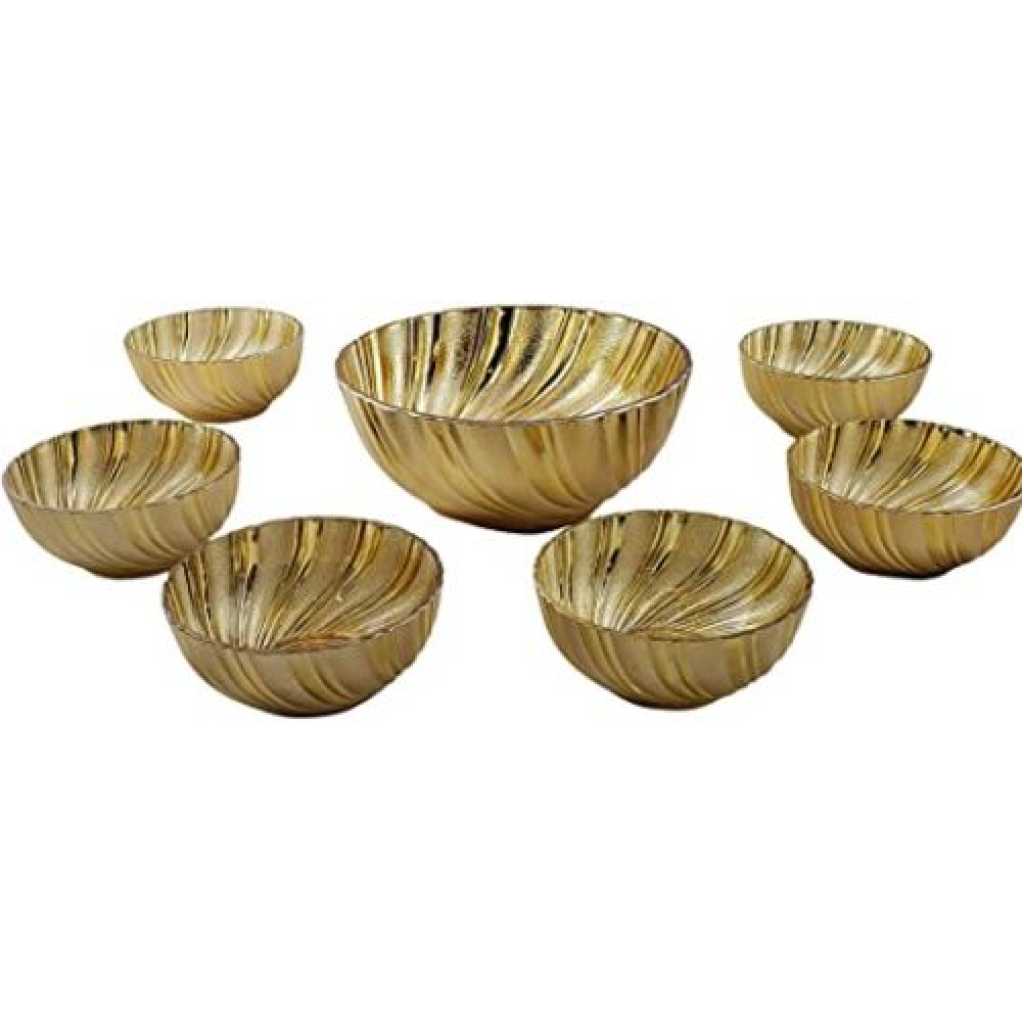 7 Piece Fruit Salad Serving Dishes/Bowls Set- Gold