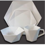 24 Pieces Of Hexagonal Plates, Bowls, Cups, Dinner Set- White Dinnerware Sets