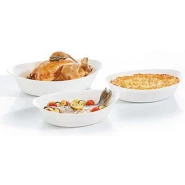 Luminarc 3 Piece Smart Cuisine Oval Oven Baking Dish Set, White Bakeware Sets TilyExpress 2