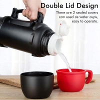 4L Stainless Steel Thermos Bottle Travel Water Kettle Vacuum Flask, Black.