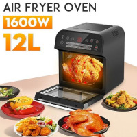 12L Air Fryer Oven Toaster Rotisserie Dehydrator Grill, Black