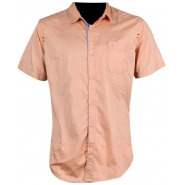 Mens Short Sleeved Shirt – Orange Men's Casual Button-Down Shirts