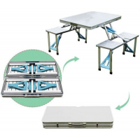 Foldable Outdoor, Aluminum Picnic Camping Table ,Silver