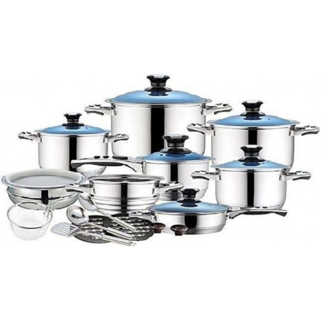 Zepter 25 Pieces Of Heavy Stainless Steel Saucepans Cookware, Silver
