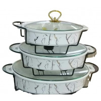 3 Pieces Of Ceramic Chafing Serving Dishes Warmer, White Serving Dishes Trays & Platters TilyExpress 4