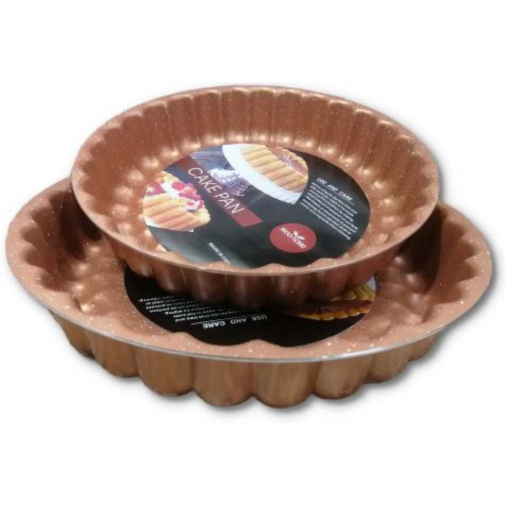 2Pc Decorative Nonstick Angel Baking Food Pie Cake Pan 28 & 30Cm, Copper