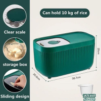 10kg Rice Bucket Insect-Proof & Moisture-proof Grain Storage Tank With Scale, White