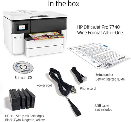 HP OfficeJet Pro 7740 Wide All-in-One Printer. Allows printing wirelessly or from a mobile phone (G5J38A)