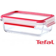 Tefal Masterseal 1.3 Litre Food Container, Red/Clear, Glass, K3010412