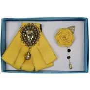 Men's Designer Rhinestone Detail Bow-Tie Set - Yellow. Designs May Vary