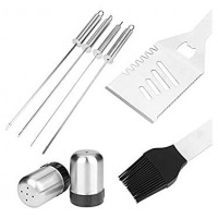 26Pc Barbecue Tools Grilling Utensil Accessories Outdoor Cooking Kit, Silver.