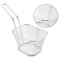 Square Mesh Frying Basket French Fry Chips Net Strainer Oil Filter, Silver