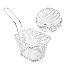 Square Mesh Frying Basket French Fry Chips Net Strainer Oil Filter, Silver Colanders & Food Strainers
