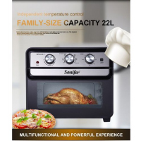 Sonifer 2-in-1 Toaster & Air Fryer Oven 22L, Black