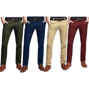 4 Pack of Men’s Khaki Stretcher Trousers – Multicolor Men's Pants