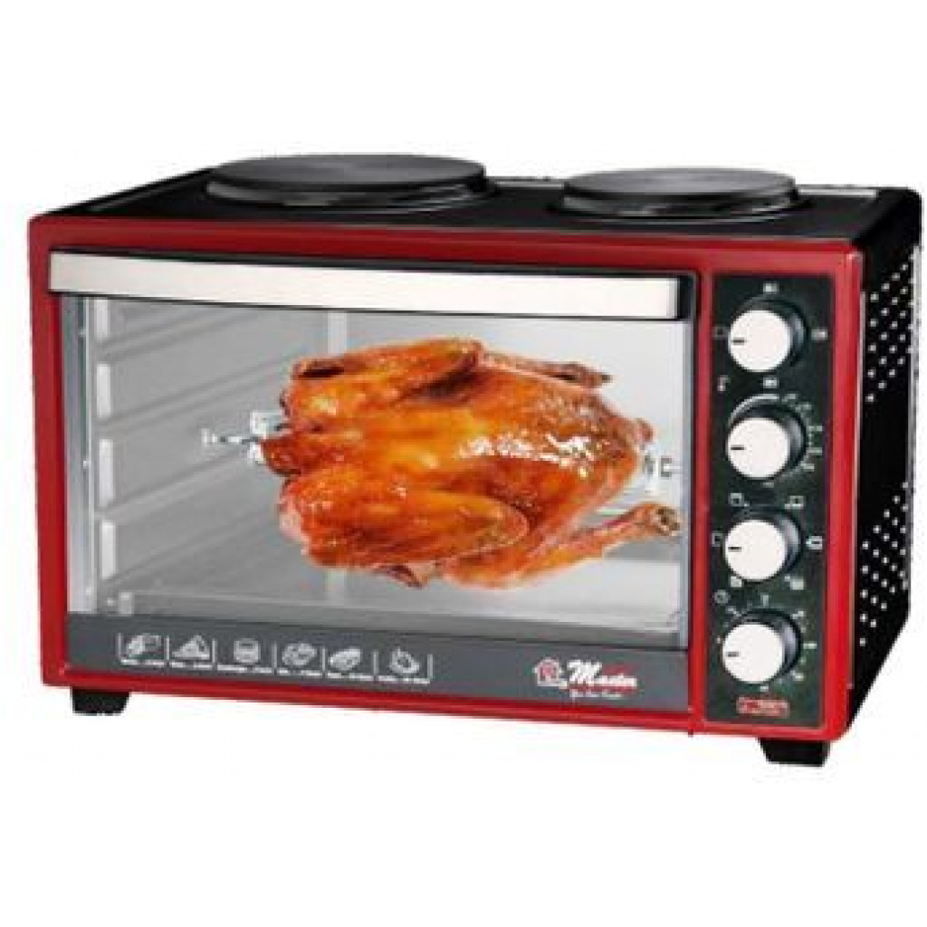 Electro Master EM-EO-1146 - 60HPR 60L Oven With Hot Plate & Rotisserie - Black/Maroon