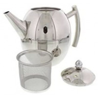 1Liter Egg Shaped Stainless Steel Teapot Kettle With Infuser Filter- Silver.